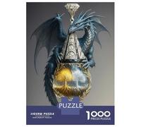 Jigsaw Puzzle 1000 Pieces Blue Dragon with Golden And Silver Trees Puzzles for Adults Toy Wall Decor Hand Speed Race Deal As Gifts for The Whole Family 70x50cm/1000pcs