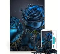 Jigsaw Puzzle 1000 Pieces Blue Rose Neat Fit Decor, Brain Teaser Gift, Peace Game Play, Christmas Art Piece (38x26cm)