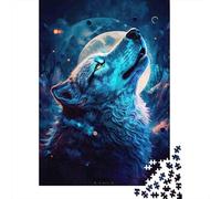 Jigsaw Puzzle 1000 Pieces Blue Wolf Howling Jigsaw 38x26cm/1000pcs Toy for Adults And Kids Challenging Creative Educational Games DIY Cardboard