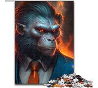 Jigsaw Puzzle 1000 Pieces Boss Monkey Made of Wood, for Parents, Lovers, Friends - Age 14+ 50x75cm for Home Decor, Brain Training