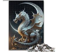 Jigsaw Puzzle 1000 Pieces Brave Dragon Made of Wood, Making It A Great Gift for Family Fun 50x75cm Artwork Decor Intelligence Toy for Family Indoor Games