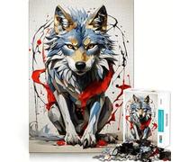 Jigsaw Puzzle 1000 Pieces Brave Wolf Exact Cut Art Logic Puzzle Play Leisure Play Fun Christmas Wall Decor (38x52cm)