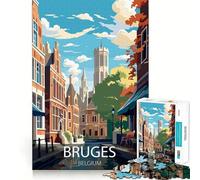 Jigsaw Puzzle 1000 Pieces Bruges, Belgium Cityscape Exact Cut Art Logic Puzzle Play Leisure Play Fun Christmas Wall Decor (50x75cm)