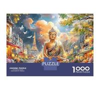 Jigsaw Puzzle 1000 Pieces Buddha in Paris Street Puzzles 52x38cm/1000pcs Gift For Kids Challenging Creative Educational Games DIY Cardboard