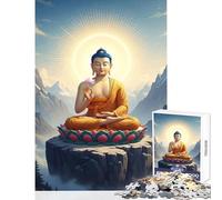 Jigsaw Puzzle 1000 Pieces Buddha Lotus Mountain Toy Wall Decor Gift For Birthdays for Educational Game Train Your Brain And Hands Size 50x75cm