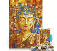 Jigsaw Puzzle 1000 Pieces Buddha Mosaic Style Art, Brain Teaser Game, Birthday Present, with Fully Interlocking Randomly Shaped Pieces 50x75cm