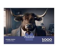 Jigsaw Puzzle 1000 Pieces Bull in A Business Suit Jigsaws for Adults Brain Teaser Game Improve Memory Deal As Gifts for The Whole Family 52x38cm/1000pcs