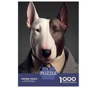 Jigsaw Puzzle 1000 Pieces Bull Terrier Suit Business Jigsaws for Adults Brain Teaser Game Improve Memory Deal As Gifts for The Whole Family 70x50cm/1000pcs