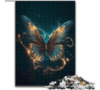 Jigsaw Puzzle 1000 Pieces Butterfly Lighting Made of Wood, Unique DIY Home Decor Gift Idea 50x75cm for Teenager & Families, Perfect DIY Decor & Brain-Teasing Challenge