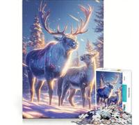 Jigsaw Puzzle 1000 Pieces Caribou Mother And Calf, Practical Game, Difficult Hard, Unique Gifts for Birthday And Christmas 50x75cm