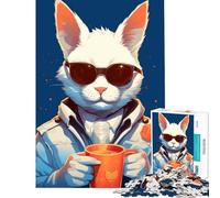 Jigsaw Puzzle 1000 Pieces Cat Is Drinking Coffee Brain Intelligence Challenge Addictive Toys Impossible Game Stress Reliever Gifts Ideas (Size 38x26cm)