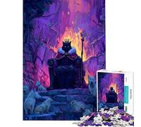 Jigsaw Puzzle 1000 Pieces Cat King on Throne Surrounded by Loyal Dogs Jigsaws for Adults Relax Games Analysis And Logic Deal As Gifts for The Whole Family (Size 38x52cm)