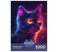 Jigsaw Puzzle 1000 Pieces Cat Neon Animal Puzzles for Adults Toy Wall Decor Hand Speed Race Deal As Gifts for The Whole Family 70x50cm/1000pcs