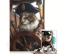 Jigsaw Puzzle 1000 Pieces Cat Pirates II, Brain Teaser Game, Birthday Present, with Fully Interlocking Randomly Shaped Pieces 38x52cm