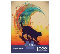Jigsaw Puzzle 1000 Pieces Cat Pixel Wave Jigsaws for Adults Brain Teaser Game Improve Memory Deal As Gifts for The Whole Family 38x26cm/1000pcs