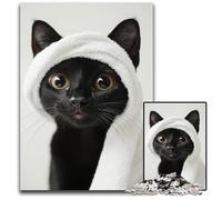 Jigsaw Puzzle 1000 Pieces Cat Wearing A Turban Wooden Jigsaw Puzzles Educational Games Stress Relieving, Home Decoration Toys for Age 14 50X75CM