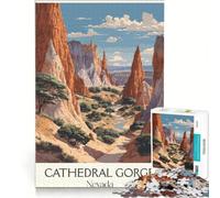 Jigsaw Puzzle 1000 Pieces Cathedral Gorge Art, Brain Teaser Game, Birthday Present, with Fully Interlocking Randomly Shaped Pieces 38x26cm