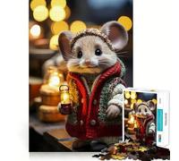 Jigsaw Puzzle 1000 Pieces Cheerful Mouse Chic Exact Cut Art Logic Puzzle Play Leisure Play Fun Christmas Wall Decor (38x52cm)