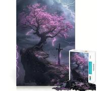 Jigsaw Puzzle 1000 Pieces Cherry Blossom And Thunder Exact Cut Art Logic Puzzle Play Leisure Play Fun Christmas Wall Decor (38x26cm)
