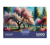 Jigsaw Puzzle 1000 Pieces Cherry Blossom Garden Pathway Adult Jigsaw Puzzle Brain Teaser Game Staycation Kill Time Deal As Gifts for The Whole Family 38x26cm/1000pcs
