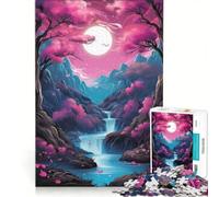 Jigsaw Puzzle 1000 Pieces Cherry Blossom Japan Art, Brain Teaser Game, Birthday Present, with Fully Interlocking Randomly Shaped Pieces 50x75cm