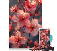 Jigsaw Puzzle 1000 Pieces Cherry Blossom Neon Exact Cut Art Logic Puzzle Play Leisure Play Fun Christmas Wall Decor (38x52cm)