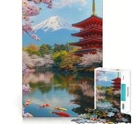 Jigsaw Puzzle 1000 Pieces Cherry Blossoms And Temple Beauty Exact Cut Art Logic Puzzle Play Leisure Play Fun Christmas Wall Decor (38x26cm)