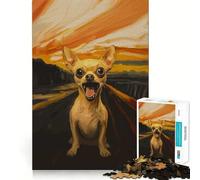 Jigsaw Puzzle 1000 Pieces Chihuahua Scream Accurate Joint Fun Mind Exercise Toy Peace Time Play Christmas Art Piece (38x26cm)