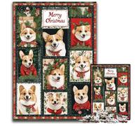 Jigsaw Puzzle 1000 Pieces Christmas Corgi Collage Cardboard Jigsaw Puzzles for Birthdays, Holidays, Best for Christmas 26X38CM