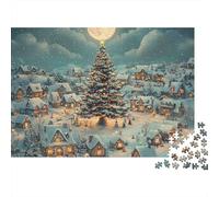 Jigsaw Puzzle 1000 Pieces Christmas Village Scene Puzzles 52x38cm/1000pcs Toy for Adults And Kids Challenging Creative Educational Games DIY Cardboard
