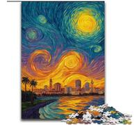 Jigsaw Puzzle 1000 Pieces City Under The Night Sky Impossible Jigsaw Puzzles for Adults 50X75CM Ideal for Family Fun, Relaxation