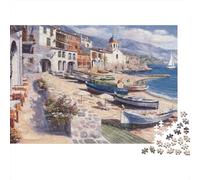 Jigsaw Puzzle 1000 Pieces Coastal Village Scene Puzzles 70x50cm/1000pcs Gift For Kids Challenging Creative Educational Games DIY Cardboard