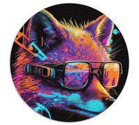 Jigsaw Puzzle 1000 Pieces Color Fox Round Puzzles for 1000 Piece for Birthdays, Holidays, Best for Christmas 67.5x67.5cm