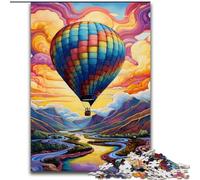 Jigsaw Puzzle 1000 Pieces Colorful Art Hot Air Balloon Made of Wood, for Ages 14+ 50x75cm Family Fun Craft, Perfect for Birthdays, Holidays