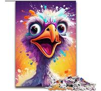 Jigsaw Puzzle 1000 Pieces Colorful Art Ostrich Puzzles for 1000 Piece Challenging Brain Teaser for Teenager, Family Game Night Fun (Size 26x38cm)