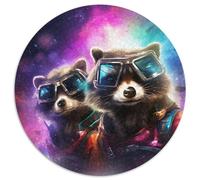 Jigsaw Puzzle 1000 Pieces Colorful Art Raccoon Round Puzzle 1000 Pieces Jigsaw Challenging Brain Teaser for Teenagers, Family Fun Interactive Game 1000pcs (67.5x67.5cm)