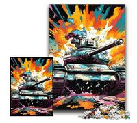 Jigsaw Puzzle 1000 Pieces Colorful Art Tank Jigsaws 1000 Pieces for Adults Family Interactive Game, DIY Home Decor Brain Challenge Gift Size 26x38cm
