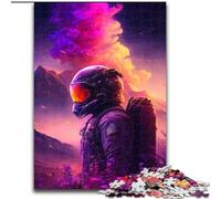 Jigsaw Puzzle 1000 Pieces Colorful Astronaut Space Made of Wood, Fun Activity for at Home 50x75cm Brain Teaser Game for Teenagers, Perfect