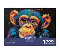 Jigsaw Puzzle 1000 Pieces Colorful Chimpanzee Wall Art Print Puzzles for Adults Toy Wall Decor Hand Speed Race Deal As Gifts for The Whole Family 52x38cm/1000pcs