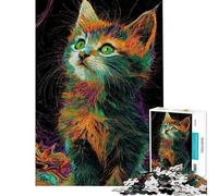 Jigsaw Puzzle 1000 Pieces Colorful Cute Kitten Portrait Jigsaw Puzzles for Adults Hand Speed Race Difficult And Challenge for Is Ideal As A Gifts (Size 50x75cm)