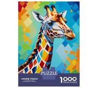 Jigsaw Puzzle 1000 Pieces Colorful Giraffe Portrait Adult Jigsaw Puzzle Brain Teaser Game Staycation Kill Time Deal As Gifts for The Whole Family 38x26cm/1000pcs
