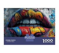 Jigsaw Puzzle 1000 Pieces Colorful Graffiti Lips Art Puzzles for Adults Toy Wall Decor Hand Speed Race Deal As Gifts for The Whole Family 70x50cm/1000pcs