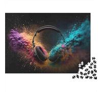 Jigsaw Puzzle 1000 Pieces Colorful Headphones Art Puzzles 52x38cm/1000pcs Toy for Adults And Kids Challenging Creative Family Game DIY Cardboard
