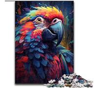 Jigsaw Puzzle 1000 Pieces Colorful Painting Animal Parrot Made of Wood, Fun Activity for at Home 50x75cm Brain Teaser Game for Teenagers, Perfect