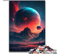 Jigsaw Puzzle 1000 Pieces Colorful Planet Mountains Made of Wood, Fun Activity for at Home 50x75cm Brain Teaser Game for Teenagers, Perfect