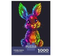 Jigsaw Puzzle 1000 Pieces Colorful Rabbit Art Print Adult Jigsaw Puzzle Brain Teaser Game Staycation Kill Time Deal As Gifts for The Whole Family 38x26cm/1000pcs