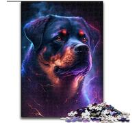Jigsaw Puzzle 1000 Pieces Colorful Rottweiler Made of Wood, High-Difficulty Brain Teaser for Teenagers 50x75cm An for Christmas Or Birthdays