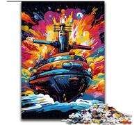 Jigsaw Puzzle 1000 Pieces Colorful Submarine Made of Wood, for Ages 14+ 50x75cm Family Fun Craft, Perfect for Birthdays, Holidays