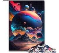 Jigsaw Puzzle 1000 Pieces Colorful Universe Planet Made of Wood, Fun Activity for at Home 50x75cm Brain Teaser Game for Teenagers, Perfect