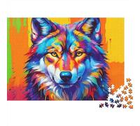 Jigsaw Puzzle 1000 Pieces Colorful Wolf Art Puzzles 52x38cm/1000pcs Gift For Kids Challenging Creative Family Game DIY Cardboard